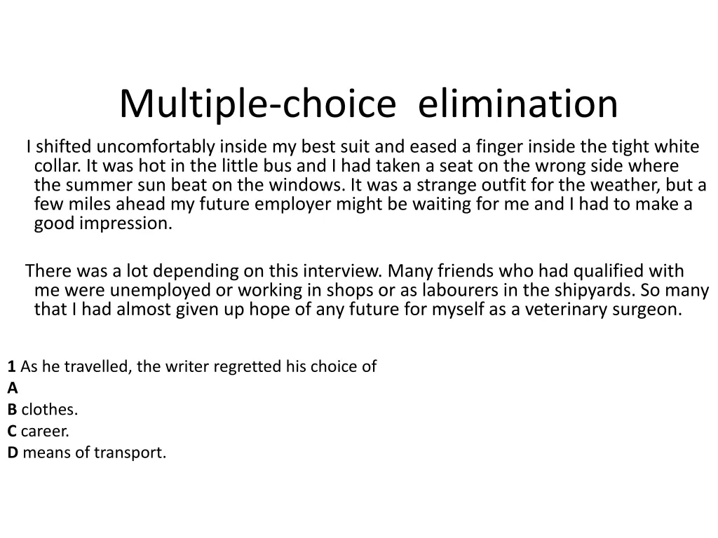 multiple choice elimination