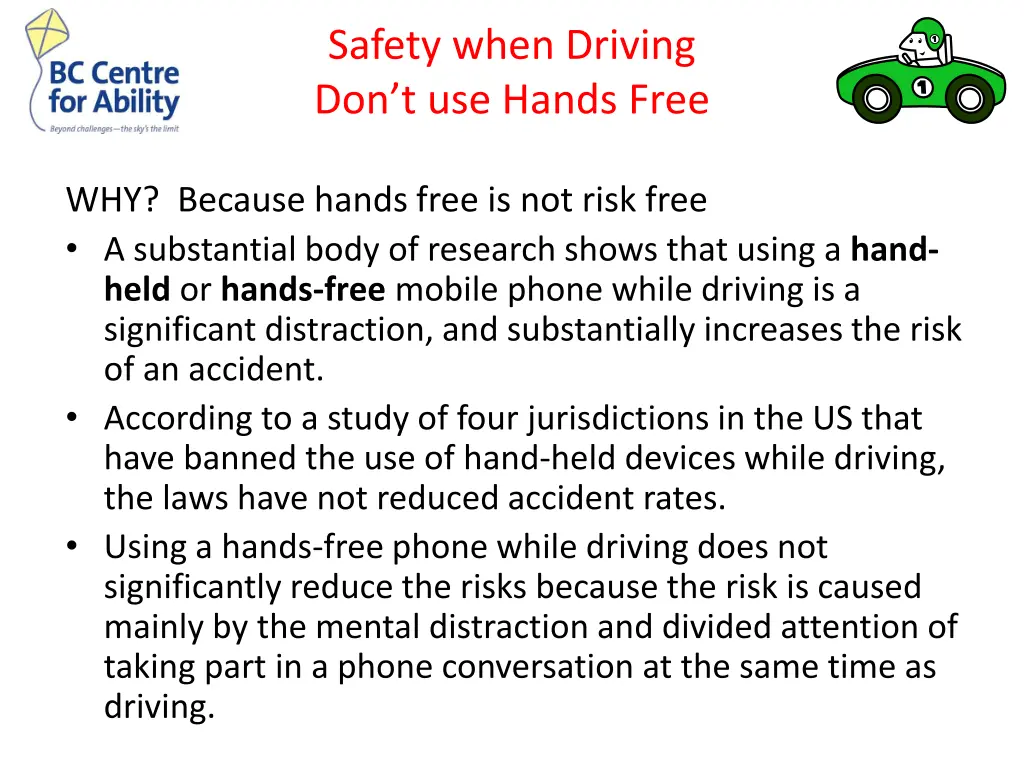 safety when driving don t use hands free