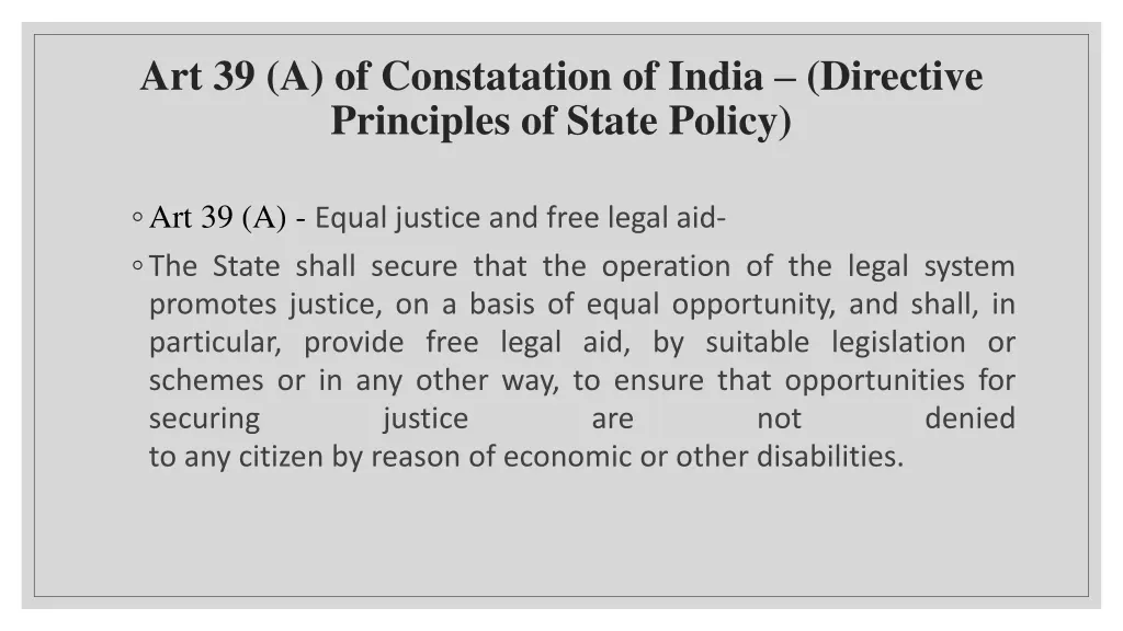 art 39 a of constatation of india directive