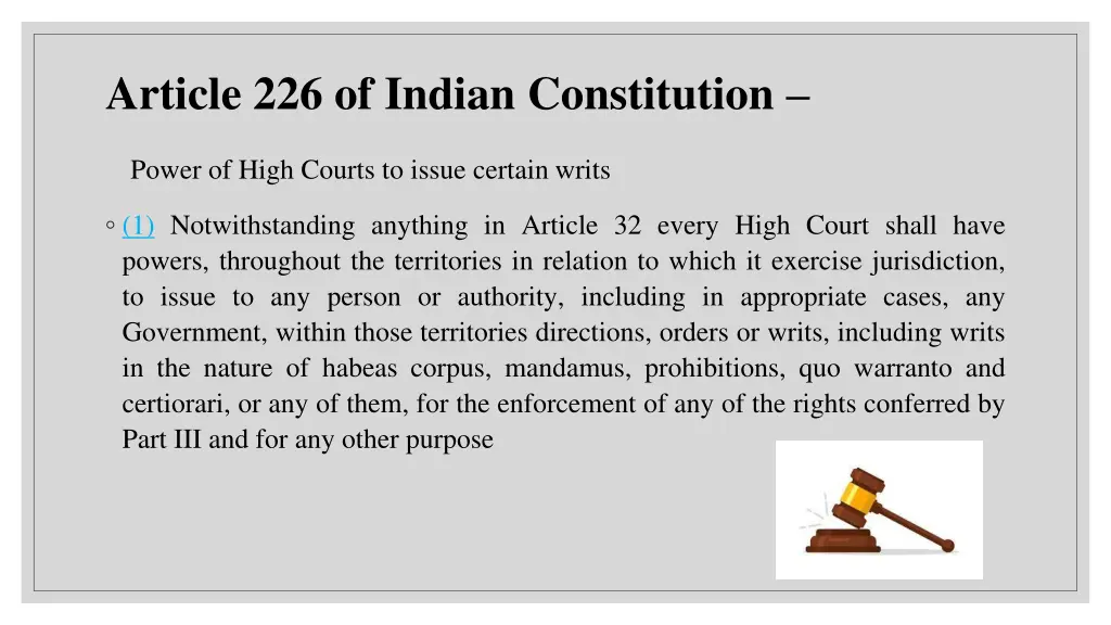 article 226 of indian constitution