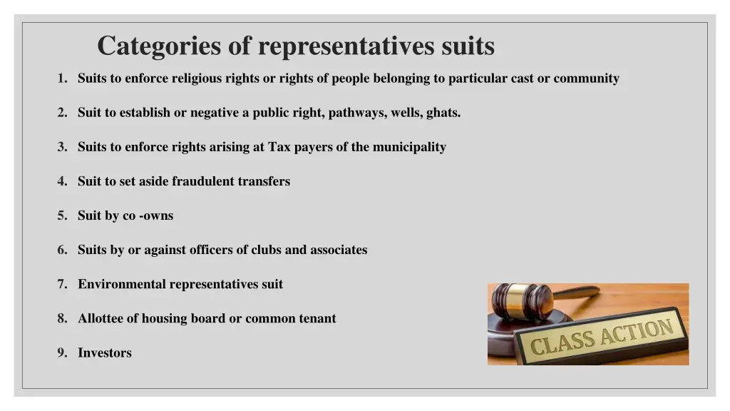 categories of representatives suits