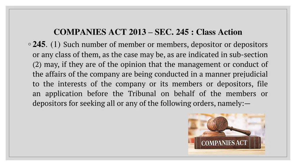 companies act 2013 sec 245 class action