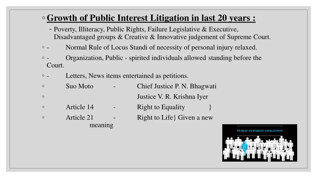 growth of public interest litigation in last