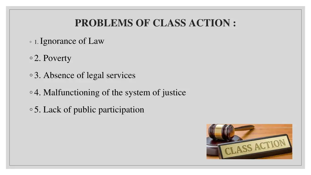 problems of class action