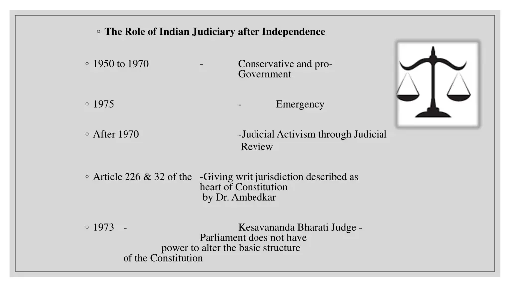 the role of indian judiciary after independence