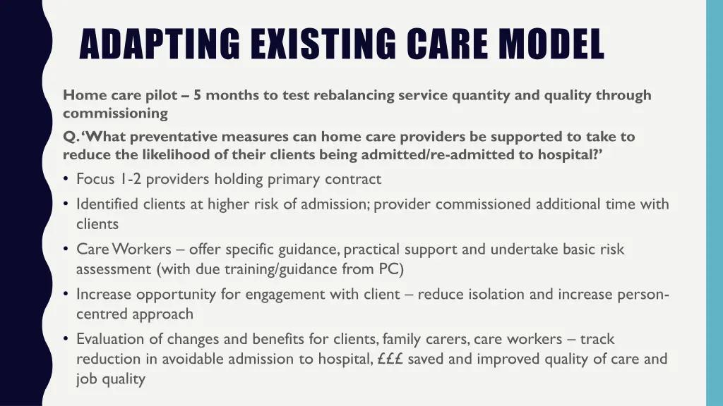 adapting existing care model