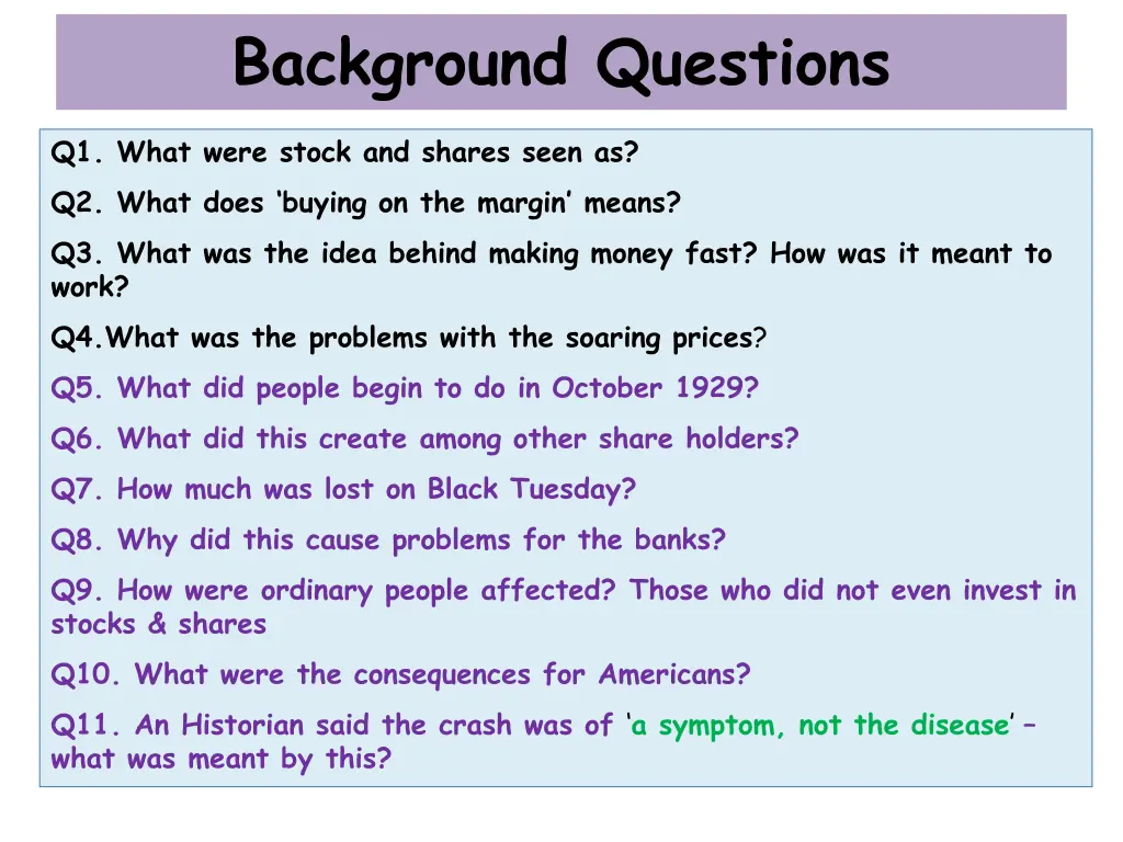 background questions