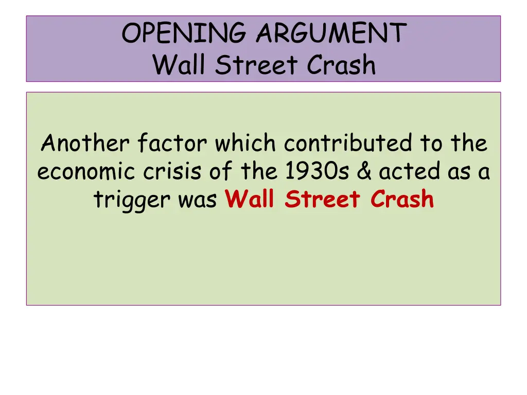 opening argument wall street crash