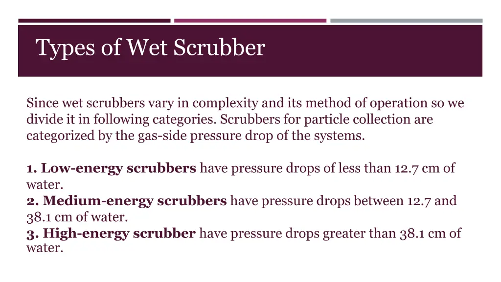 types of wet scrubber