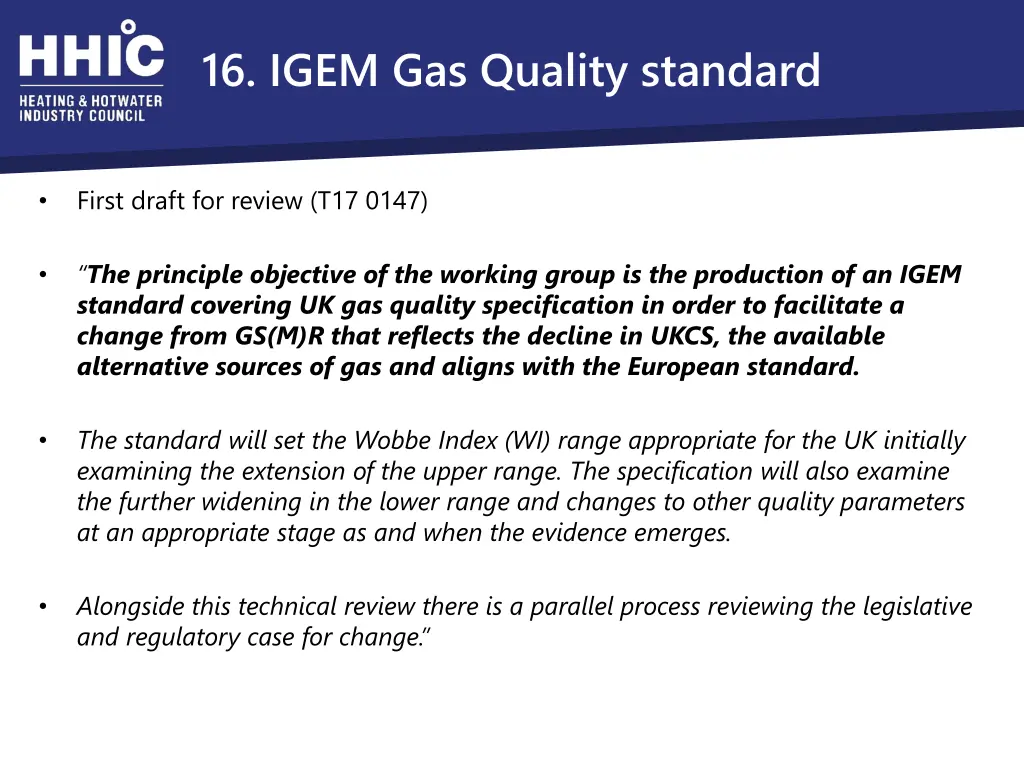 16 igem gas quality standard