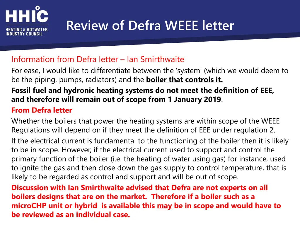 review of defra weee letter