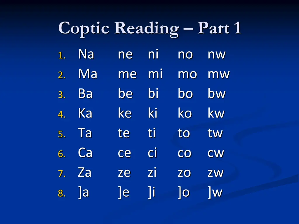 coptic reading part 1