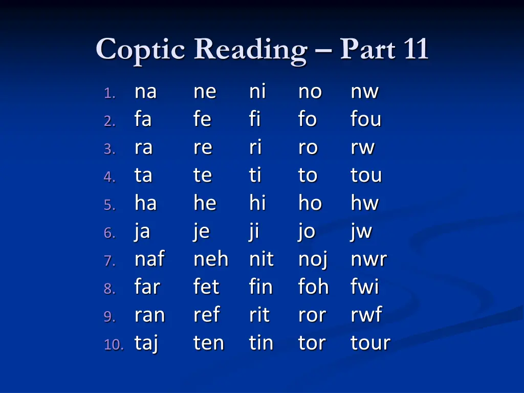 coptic reading part 11