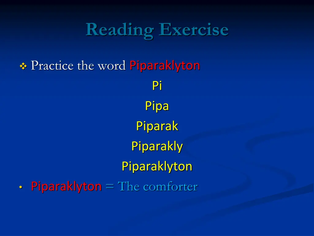 reading exercise