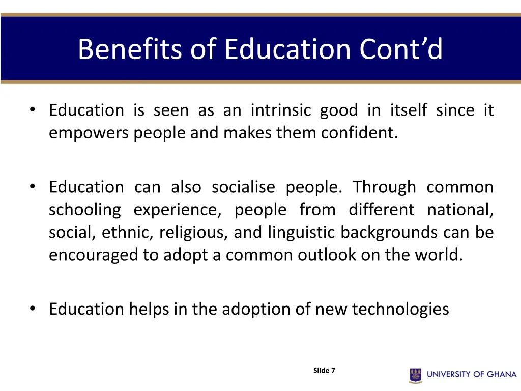 benefits of education cont d