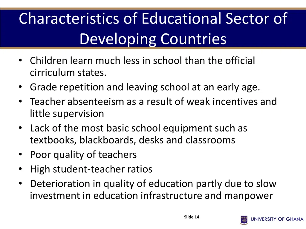 characteristics of educational sector