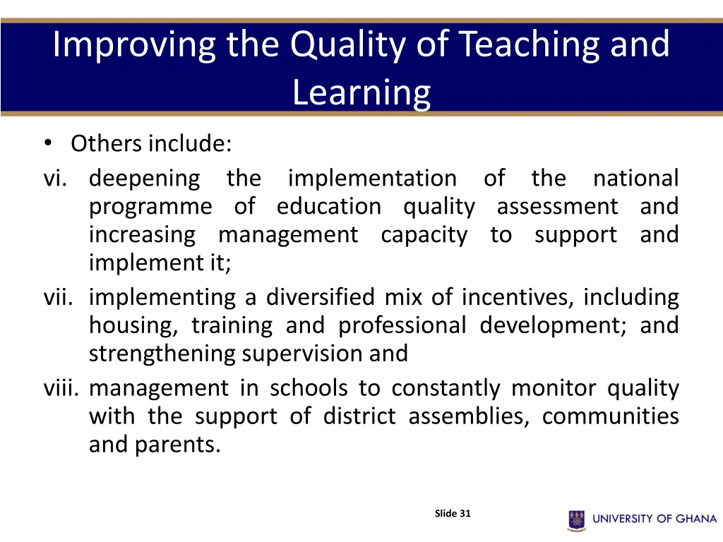 improving the quality of teaching and learning 1