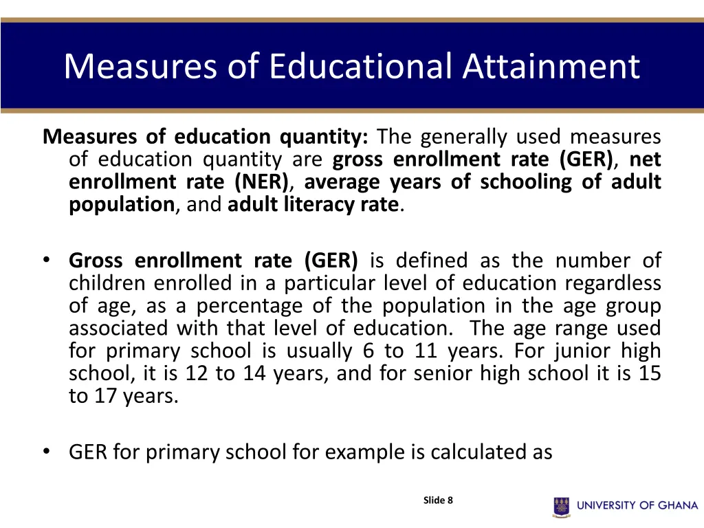 measures of educational attainment