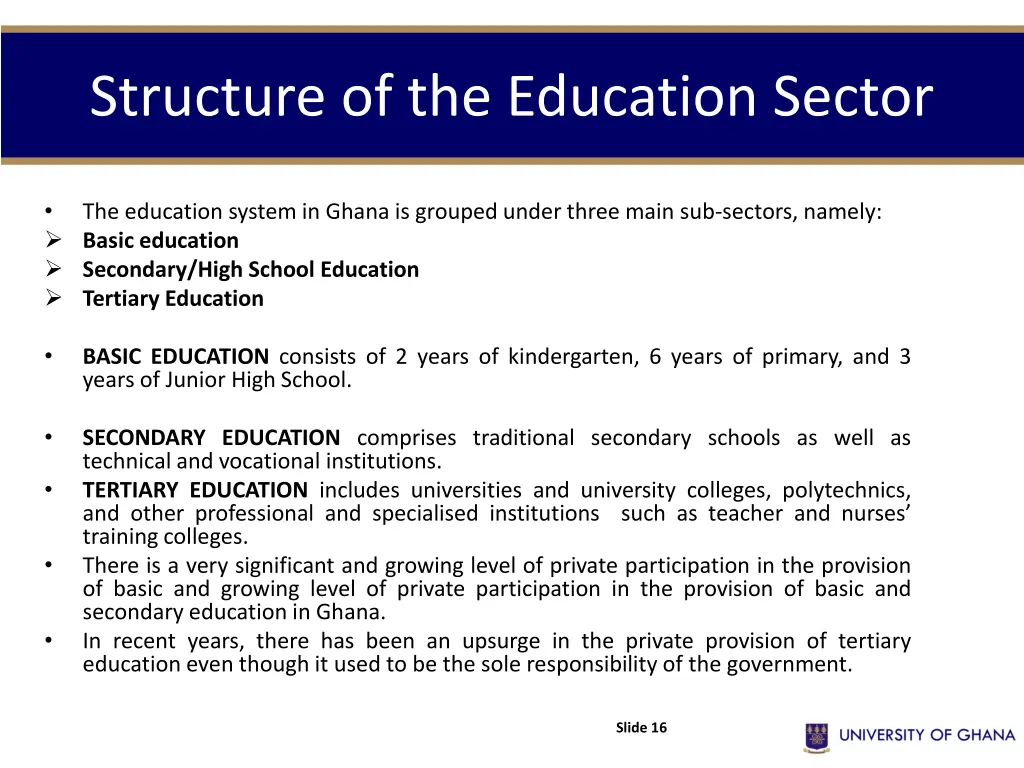 structure of the education sector