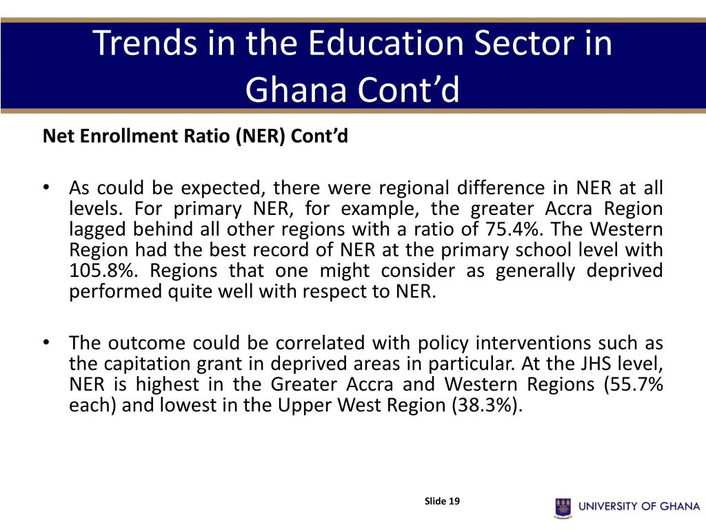 trends in the education sector in ghana cont d 1