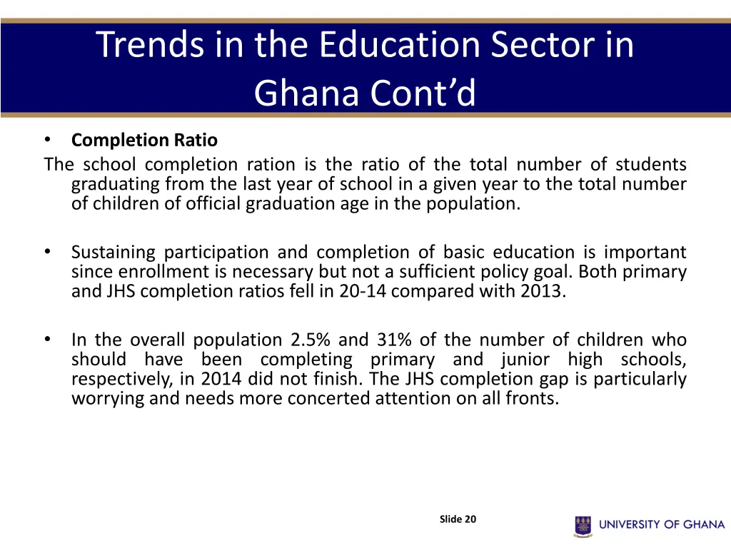 trends in the education sector in ghana cont d 2