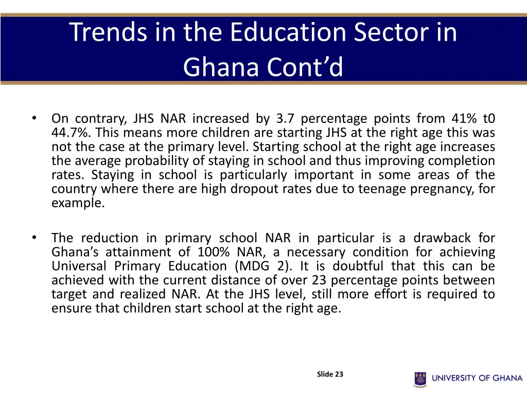 trends in the education sector in ghana cont d 5