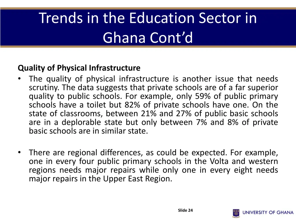 trends in the education sector in ghana cont d 6