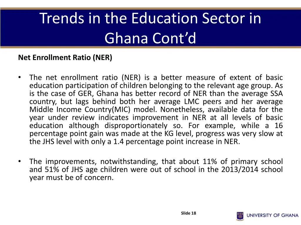 trends in the education sector in ghana cont d