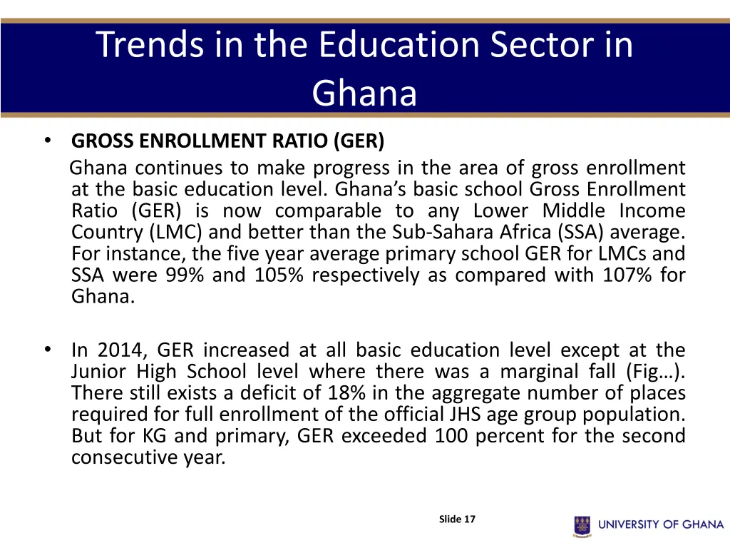 trends in the education sector in ghana