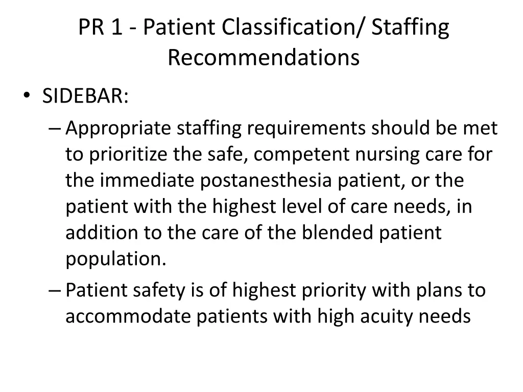 pr 1 patient classification staffing 2