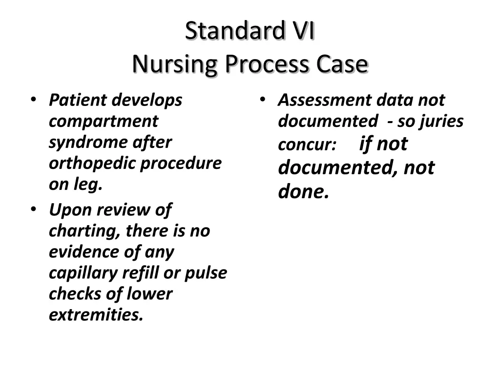 standard vi nursing process case patient develops