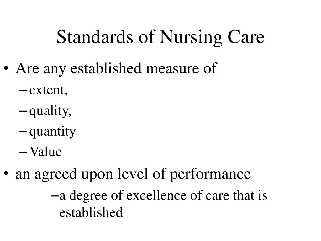 standards of nursing care