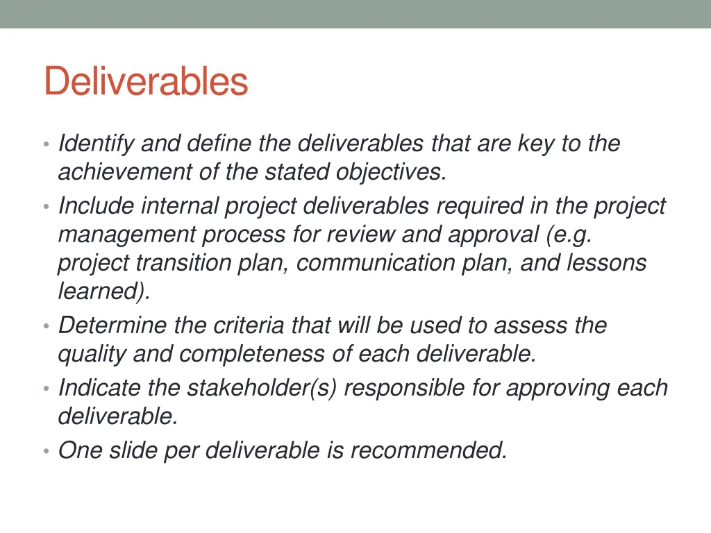 deliverables