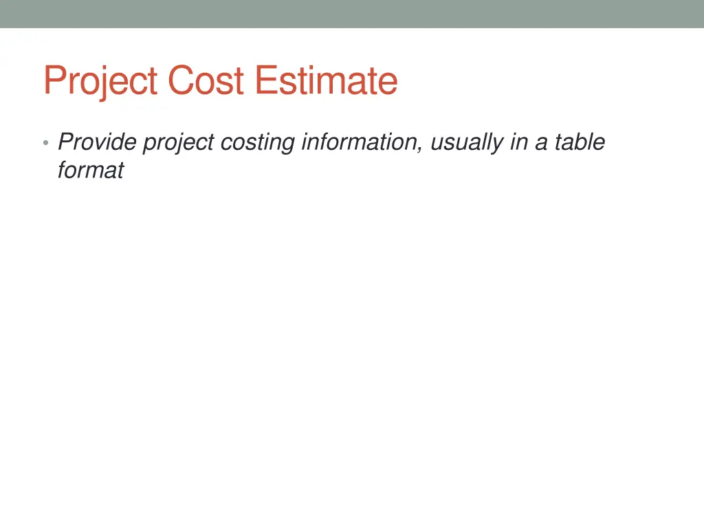 project cost estimate