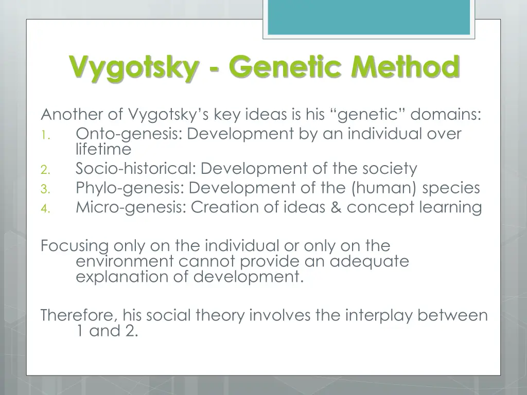 vygotsky genetic method