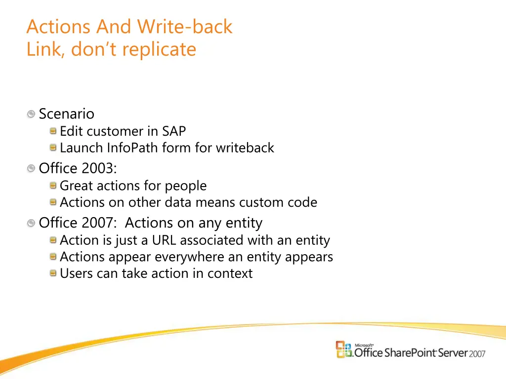 actions and write back link don t replicate