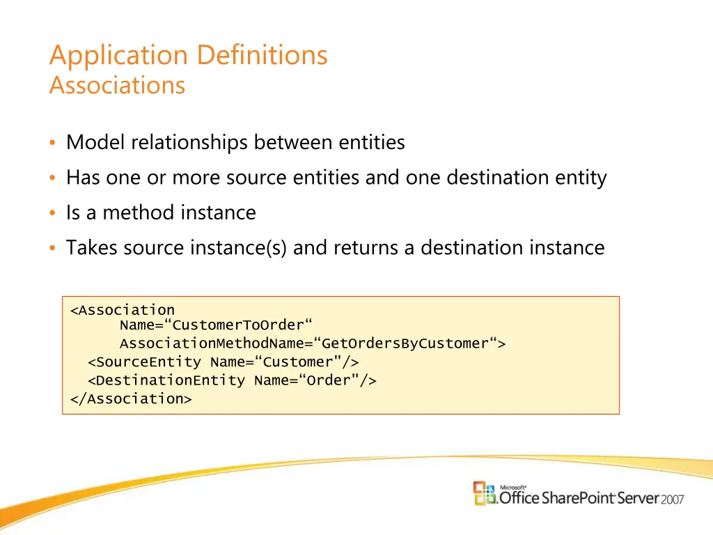 application definitions associations