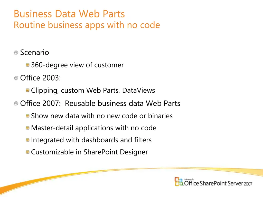 business data web parts routine business apps