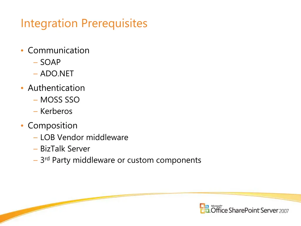 integration prerequisites