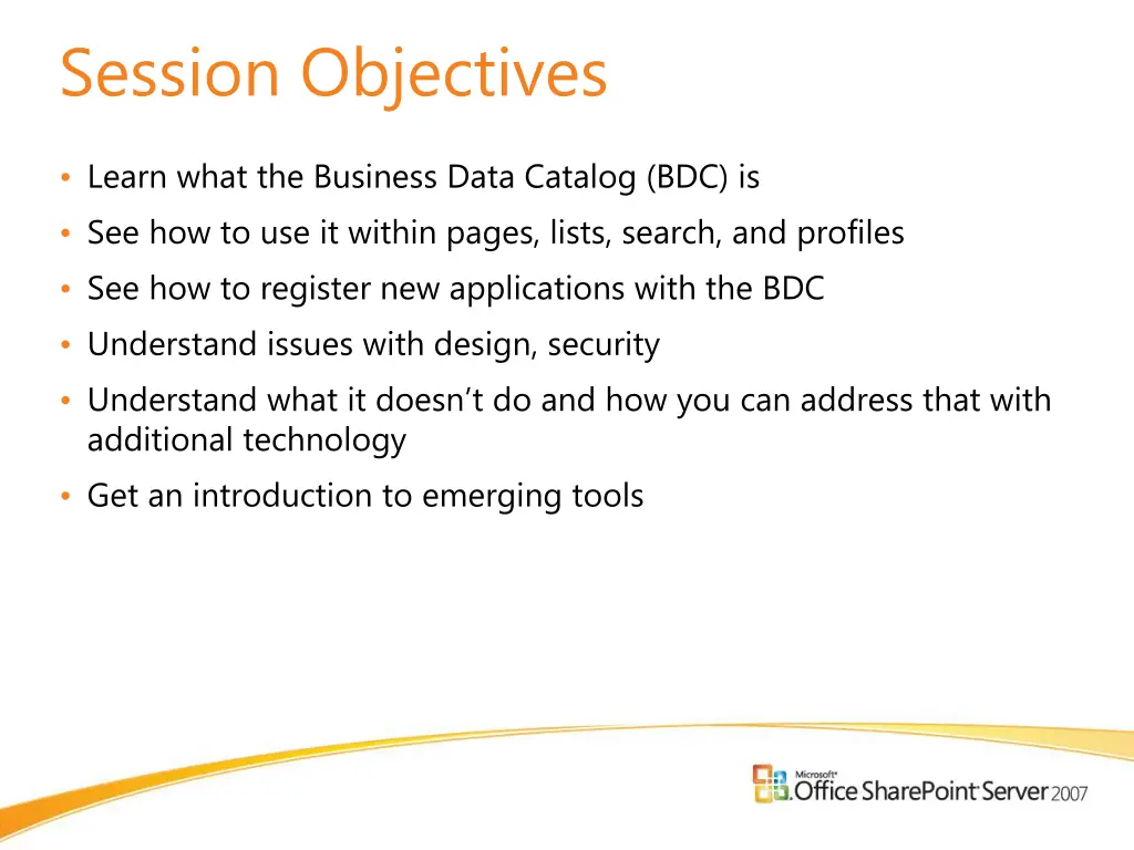 session objectives