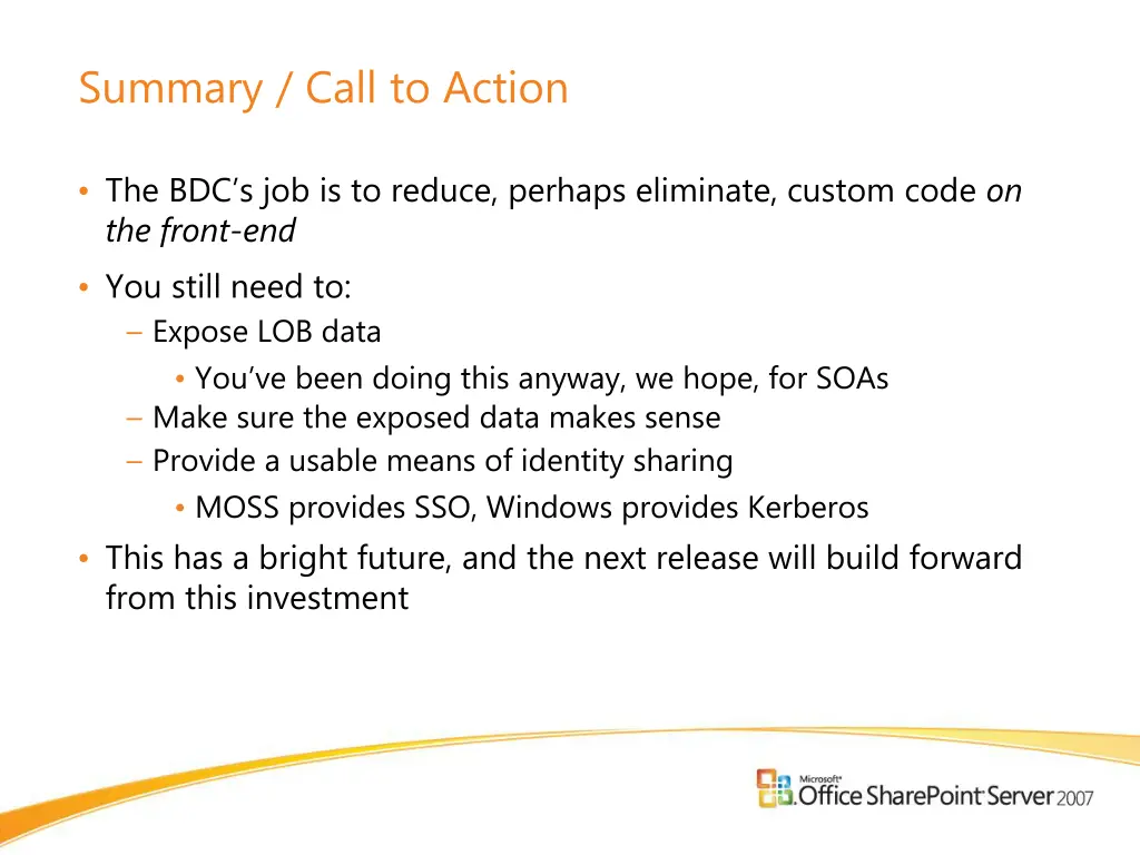 summary call to action