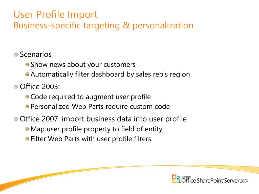 user profile import business specific targeting