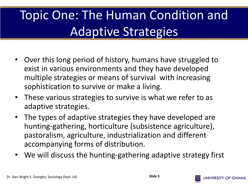 topic one the human condition and adaptive