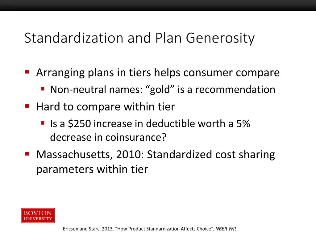 standardization and plan generosity