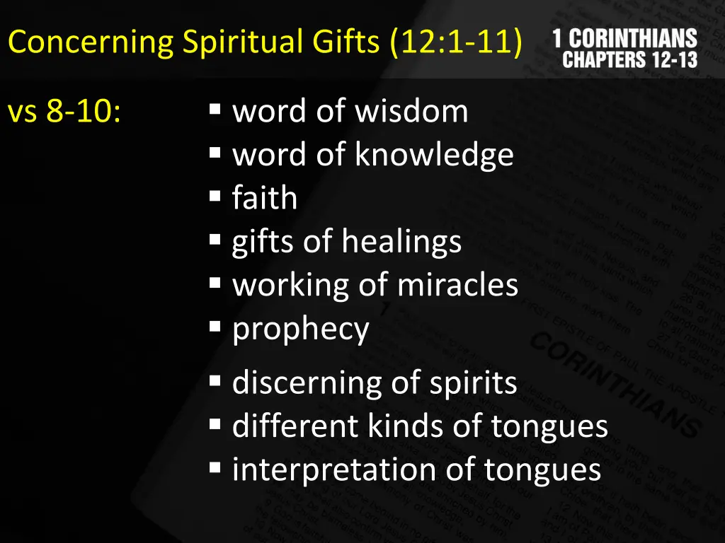 concerning spiritual gifts 12 1 11 8