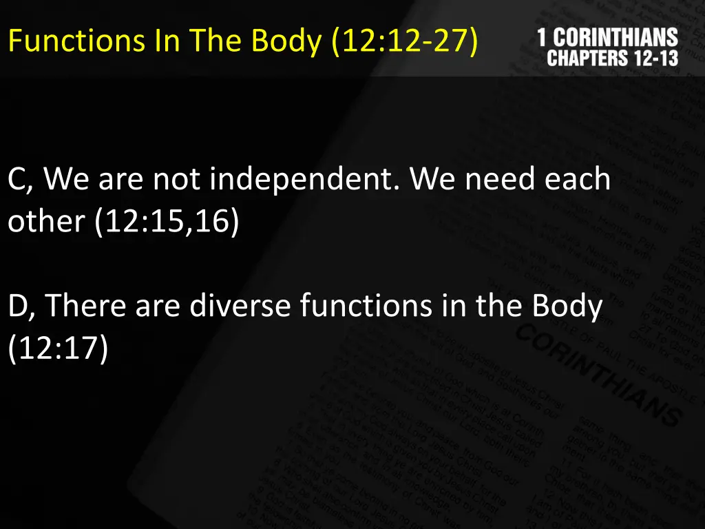 functions in the body 12 12 27 1