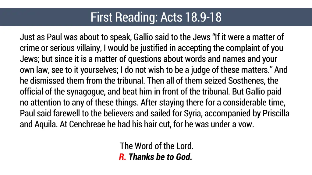 first reading acts 18 9 18 1