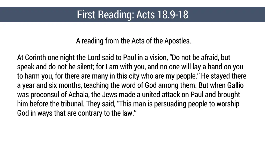 first reading acts 18 9 18