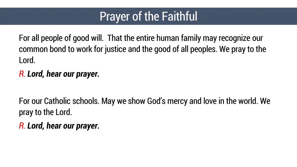 prayer of the faithful 1