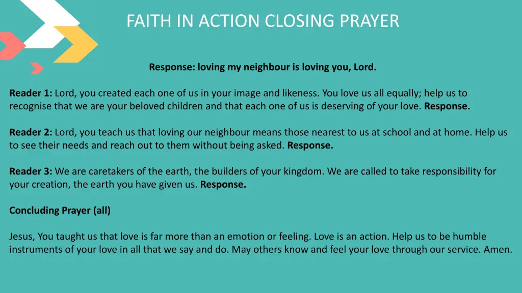 faith in action closing prayer